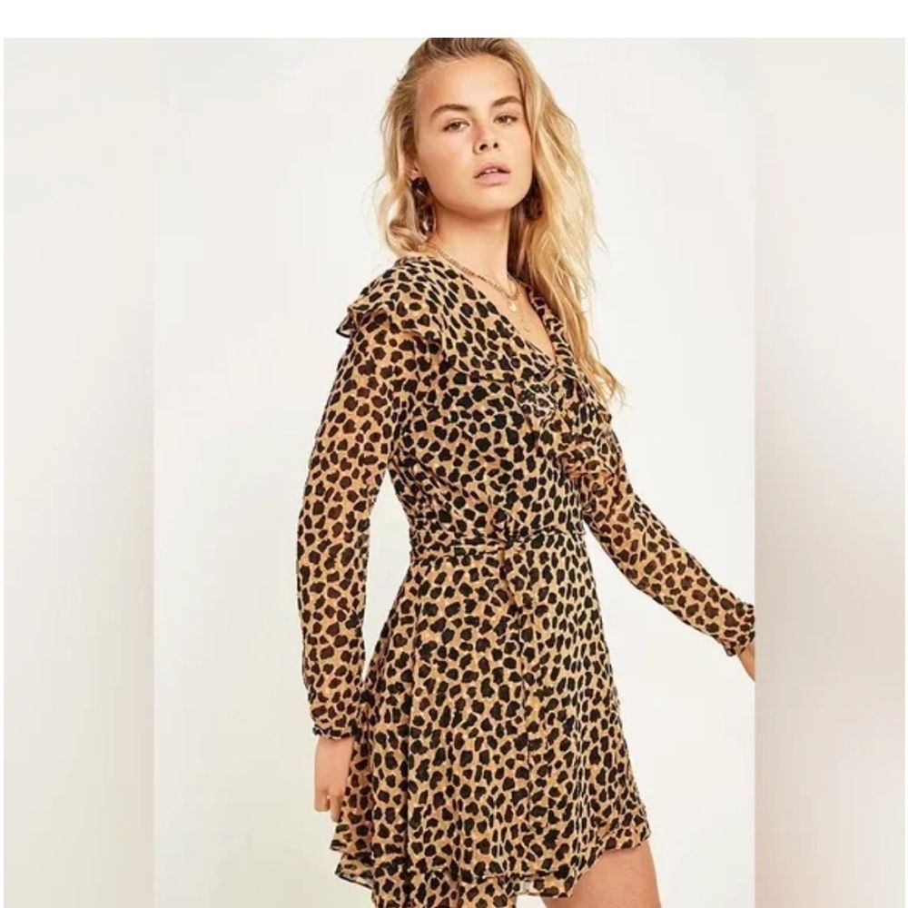 Free People ‘Frenchie’ Cheetah/Leopard Print Long Sleeve Mini Dress